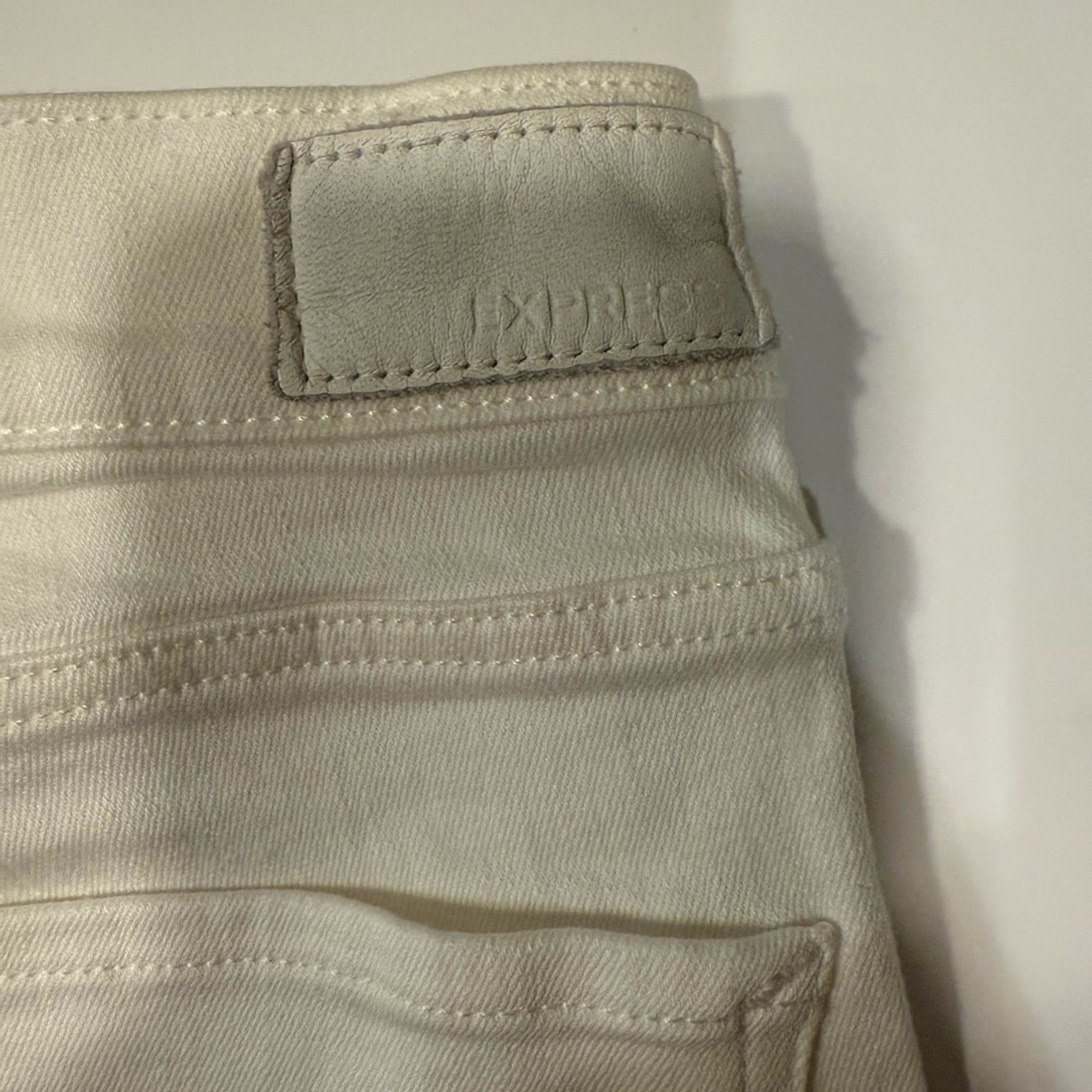 Express Skinny Cropped Fringe White Jeans - Picture 5 of 7
